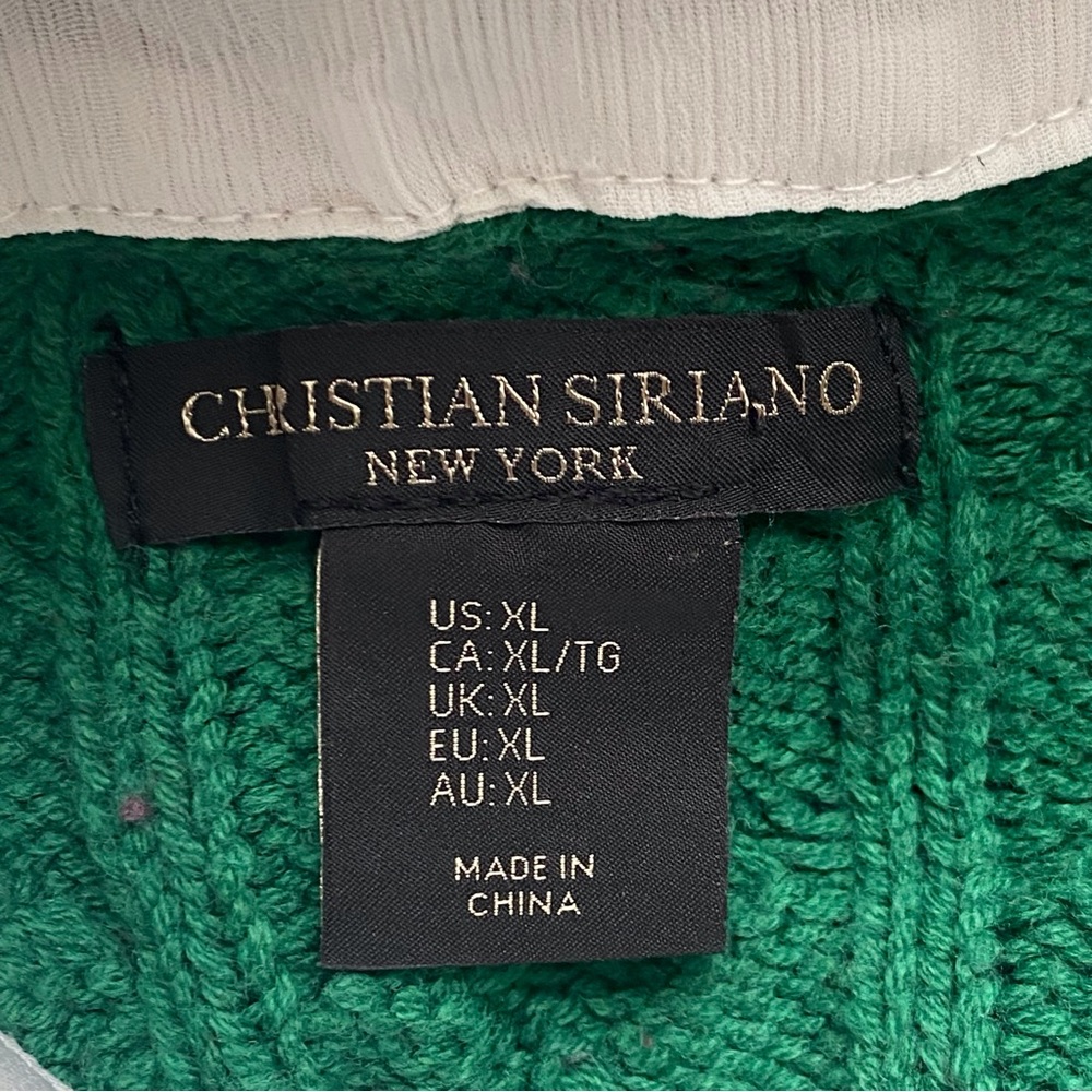 Christian Siriano White Collared Blouse Green Cable Knit Sweater Vest Preppy - Picture 7 of 13